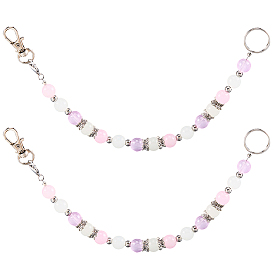 2шт стеклянный брелок, с 304 кольцом из нержавеющей стали и поворотными застежками из сплава