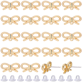 40 résultats de boucles d'oreilles en alliage pcs, 316 broches en acier inoxydable chirurgical, crémaillère plaquage, bowknot, sans cadmium et sans nickel et sans plomb, avec 50 écrous d'oreille en plastique