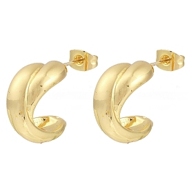 201 Stainless Steel C-Shaped Stud Earrings, with 304 Stainless Steel Pin