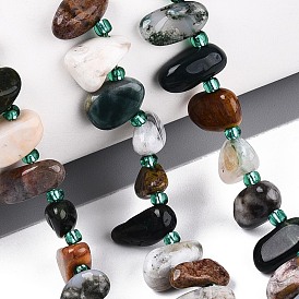 Природного индийского агата бисер нитей, самородки, Топ пробуренной, упавший камень, с бисером
