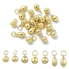 21 piezas 7 estilos colgantes de latón, amuletos de bola, sin plomo y cadmio, real 18 k chapado en oro, chapado en rack, larga duración plateado, con anillo de salto