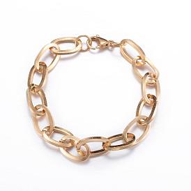 304 Stainless Steel Cable Chain Bracelets, with Lobster Claw Clasps
