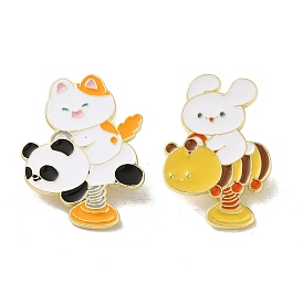 Panda/Bear Golden Alloy Brooches, Enamel Pins, for Backpack Clothes, Cat/Rabbit