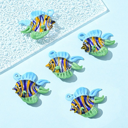 5 кулоны лэмпворк ручной работы, морской конек/рыба