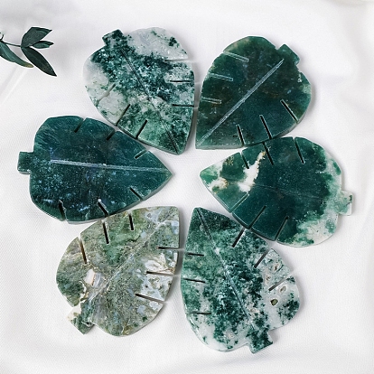 Natural Moss Agate Display Decoration, Home Decoration, Leaf