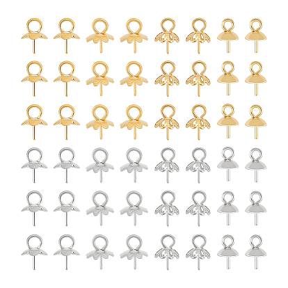 80 шт. 8 стиль 304 нержавеющая сталь чашки штифты дужки подвески, за половину пробурено бисера, цветок