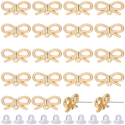 40 résultats de boucles d'oreilles en alliage pcs, 316 broches en acier inoxydable chirurgical, crémaillère plaquage, bowknot, sans cadmium et sans nickel et sans plomb, avec 50 écrous d'oreille en plastique