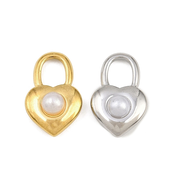 304 подвески из нержавеющей стали и АБС-пластика с имитацией жемчуга, замок в форме сердца