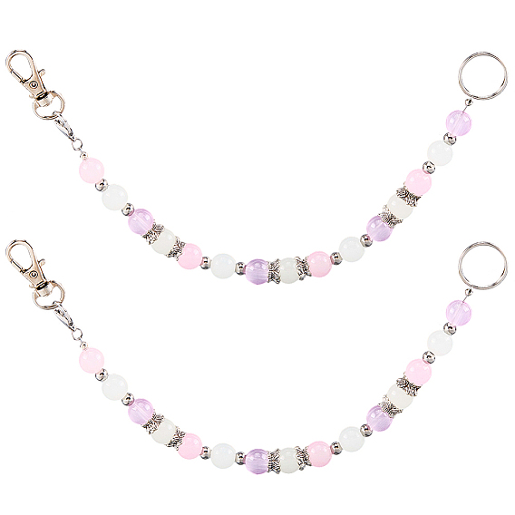 2шт стеклянный брелок, с 304 кольцом из нержавеющей стали и поворотными застежками из сплава