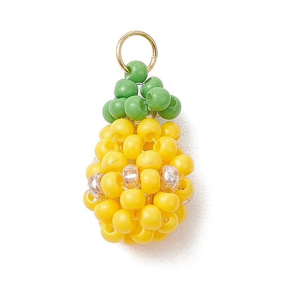 Стеклянные подвески из бисера, с 304 кольцами из нержавеющей стали