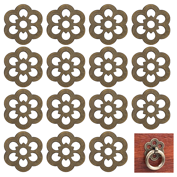 16шт. латунные плоские шайбы, цветок, для мебельной фурнитуры