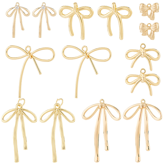 14 шт 7 стильные латунные подвески из прозрачного кубического циркония с микропаве, без никеля , бантом