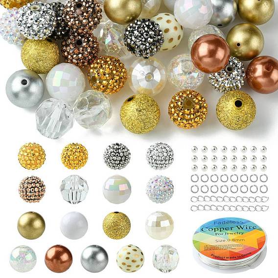 50 Pcs DIY Resin Rhinestone Graduated Beads Bracelets Making Kits