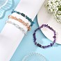 Natural Mixed Stone Beaded Stretch Braclets for Women, Faceted Column & Chips