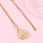 Латунный цветок микропаве кубический цирконий кулон ожерелья, с ионным покрытием (IP) 304 цепь из нержавеющей стали, стойки покрытие