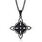 Stainless Steel Cross Witch Knot Pendant Necklace, Cable Chain Neckalce with Lobster Claw Clasp, Gothic Style Jewelry for Men Women