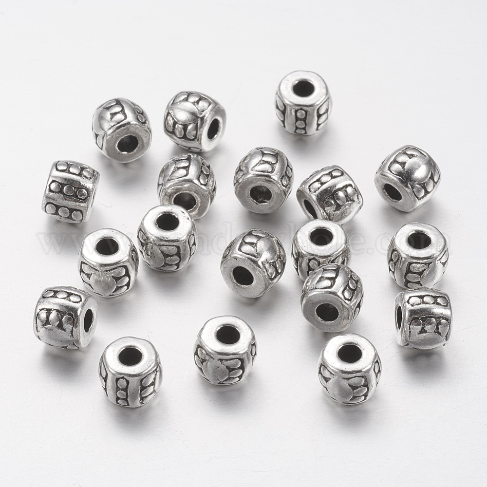 100 Pcs Lead Free Nickel Free Antique Silver Tibetan Silver Spacer Beads 6.5X4mm
