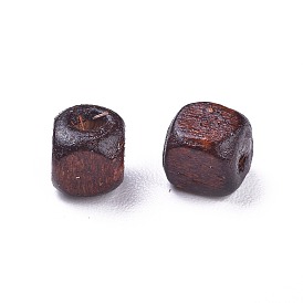 Dyed Natural Wood Beads, Cube, Nice for Children's Day Necklace Making, Lead Free
