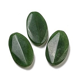 Dyed Natural White Jade Beads, Faceted Flat Oval
