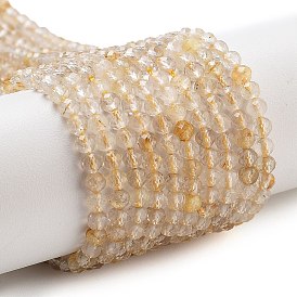 Природного золота Rutilated кварцевые нити бисера, граненые, круглые