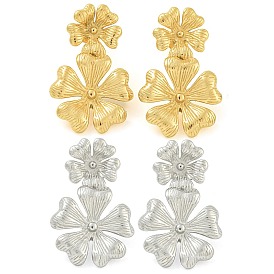 304 серьги-гвоздики из нержавеющей стали для женщин, цветок