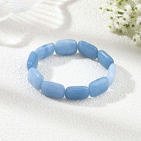 Rechteckige, elastische Armbänder aus gefärbten, natürlichen Aquamarinperlen für Damen