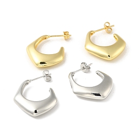 Rack Plating Brass Chunky Stud Earrings, Half Hoop Earrings for Women, Cadmium Free & Lead Free