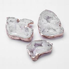 Electroplated Natural Druzy Agate Big Pendants, Dyed, Nuggets