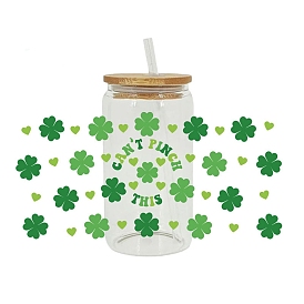 Saint Patrick's Day Theme PET Clear Film Clover Rub on Transfer Stickers for Glass Cups, Waterproof Cup Wrap Transfer Decals for Cup Crafts