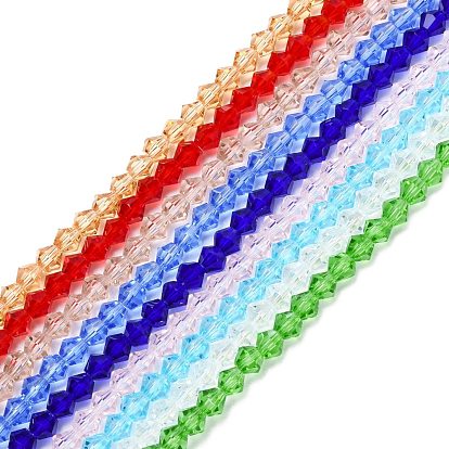 Imitation Crystal Glass Beads Strand, Faceted, Cone