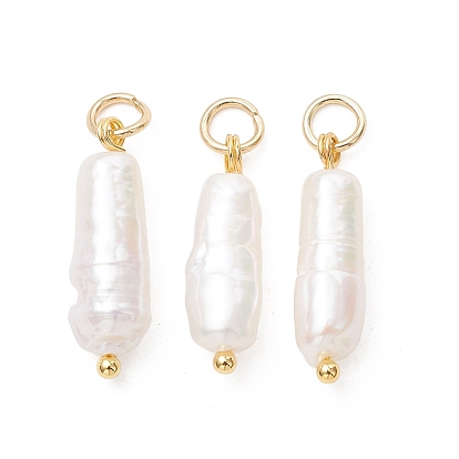 Подвески из натурального барочного жемчуга кеши, Подвески в виде колонн с 304 соединительными кольцами из нержавеющей стали, цветочный белый