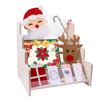 4-ярусные подставки из дерева и прозрачного акрила для демонстрации поздравительных открыток и наклеек с изображениями.