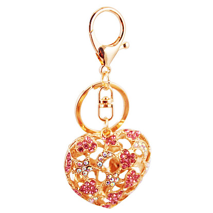 Sparkling Hollow Star Moon Heart Keychain with Alloy and Rhinestones - Perfect Gift for Women's Bags