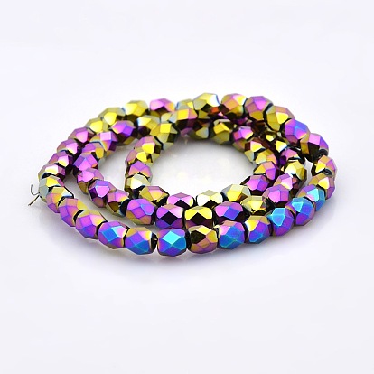 Full Plated Glass Faceted Drum Beads Strands