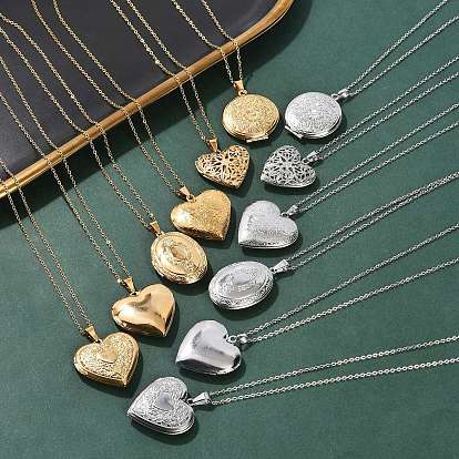 304 ожерелья из нержавеющей стали в форме сердца/овала/плоского круглого медальона с цепочкой для женщин