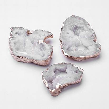 Electroplated Natural Druzy Agate Big Pendants, Dyed, Nuggets