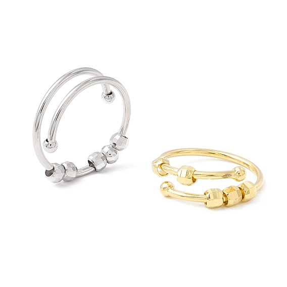 Открытая манжета с вращающимся бисером из латуни, ювелирные изделия для снятия стресса для мужчин и женщин