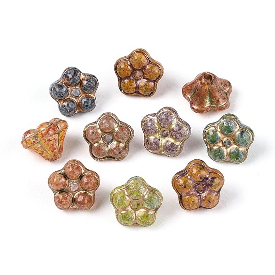 Краска для запекания Пикассо и стеклянные бусины, инкрустированные золотым металлом, цветок колокольчик