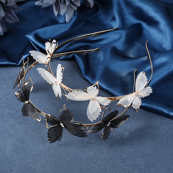 Декоративные резинки для волос с узором бабочки, обруч для волос со стразами для женщин и девочек