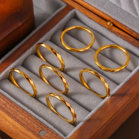 Палец кольца из нержавеющей стали, для женщин, кольцо с граненым ромбом