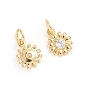 Brass Micro Pave Cubic Zirconia Pendants, with Jump Ring, Flower
