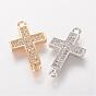 Brass Micro Pave Cubic Zirconia Links, Cross