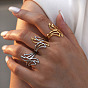 304 Stainless Steel Cuff Open Rings, Leaf