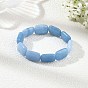 Dyed Natural Aquamarine Rectangle Beaded Stretch Bracelets for Women