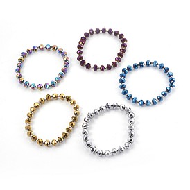 Bracelets extensibles en verre électrolytique, laiton perles d'espacement, ronde