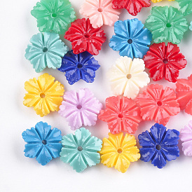 Perles de corail synthétiques, teint, fleur