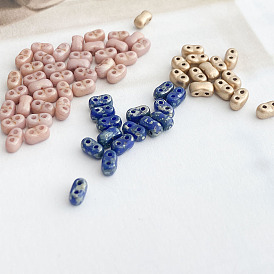10 pcs perles de verre tchèques, 2-trou, ovale