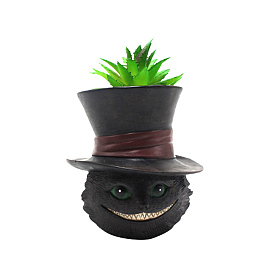 Halloween Resin Magic Cat Flower Pot Figurine Ornament, for Home Garden
 Decoration