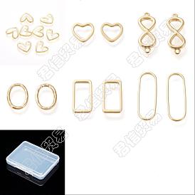 CHGCRAFT 24Pcs 6 Styles Brass Linking Rings, Long-Lasting Plated, Mixed Shapes