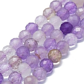 Natural Amethyst & Quartz Crystal & Yellow Crystal Beads Strands, Faceted(64 Facets), Round